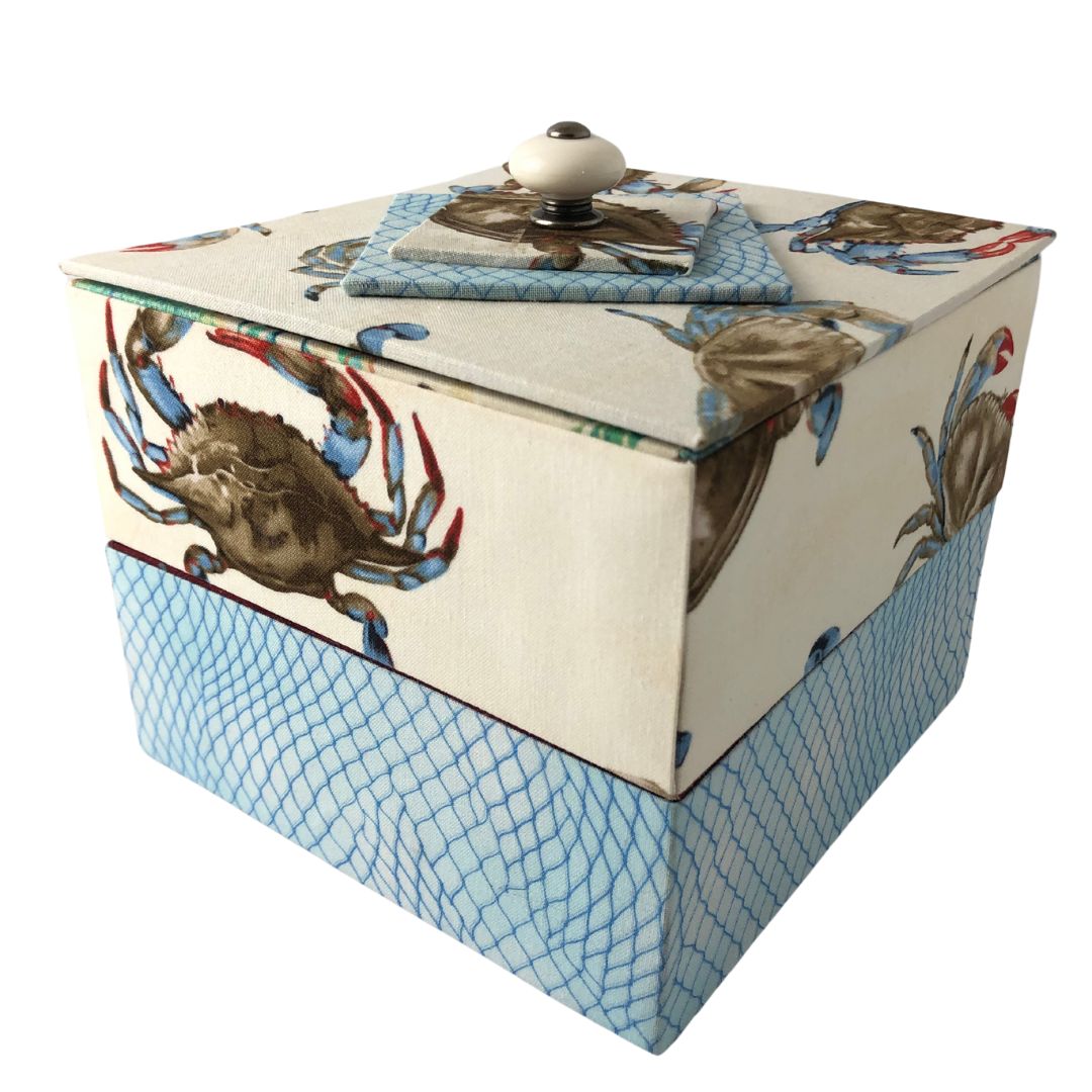 Nautical Crab Double Square Box with Lid