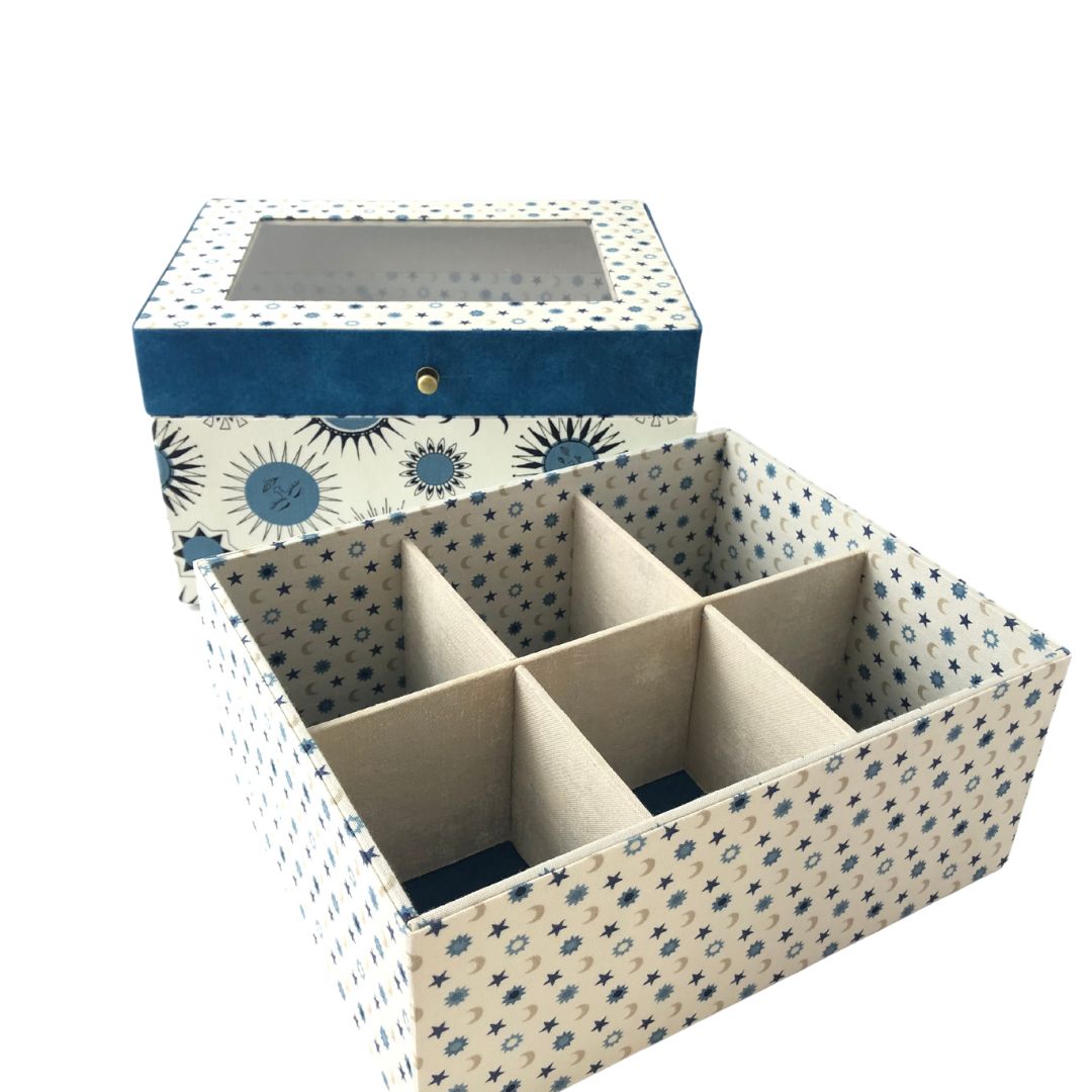 Double-Layer Storage Box with Window and Removable Dividers