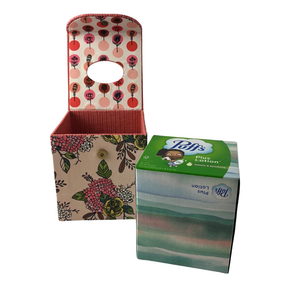 Floral Fabric Tissue Box Cover with Closure